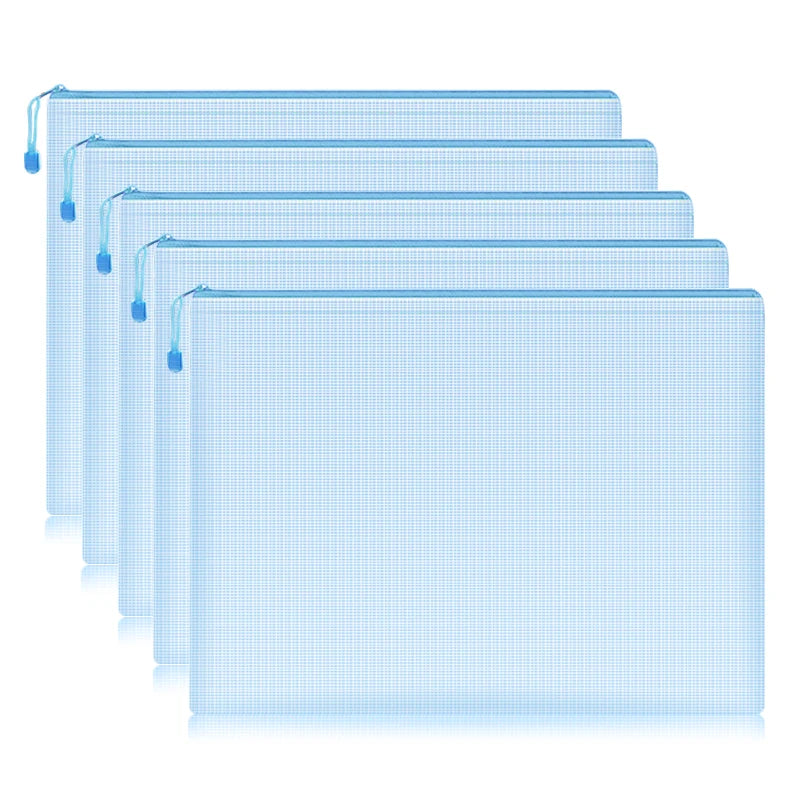 5Pcs, Waterproof Mesh Zipper Pouch, Document Bag, File Folders, A4, School, Office Supplies, Pencil Case, Storage Bags