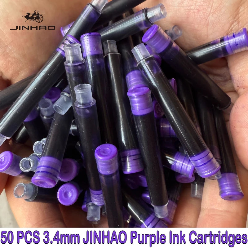 50/12 PCS JINHAO 12 Colors 2.6mm/3.4mm Fountain Pen Ink Cartridges For Majohn Hongdian Stationery School Office Supplies