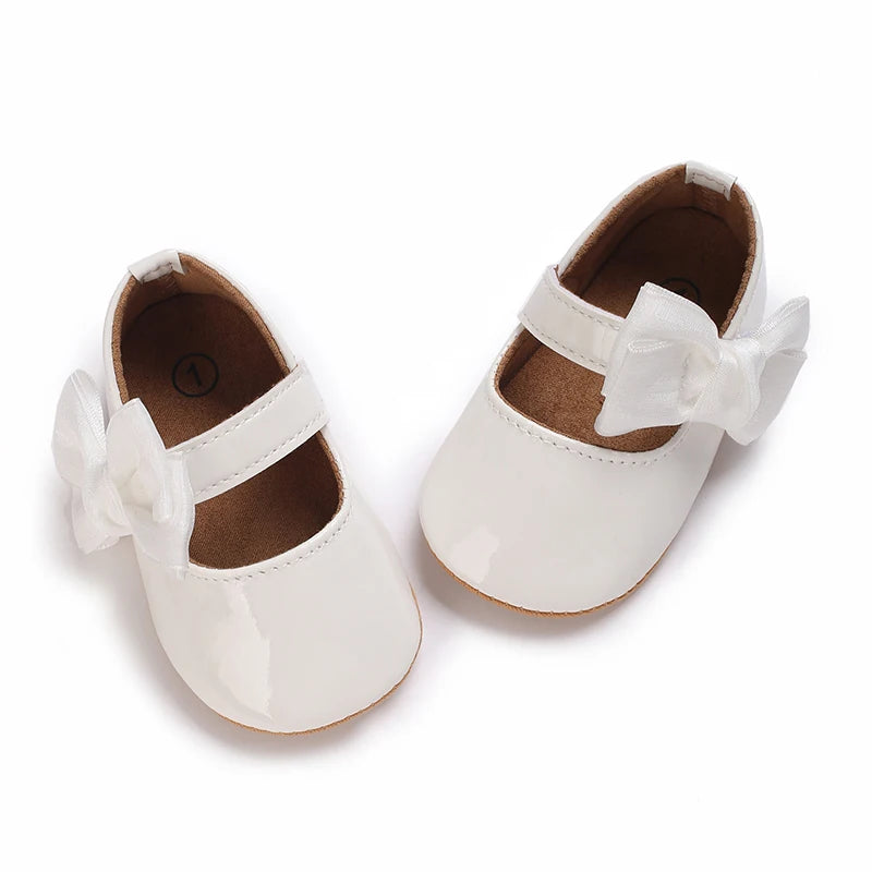 Baby Newborn Girl Princess Anti slip Bow Shoes Preschool Children's Soft PU Leather Walking Shoes  Series First Walking Shoe