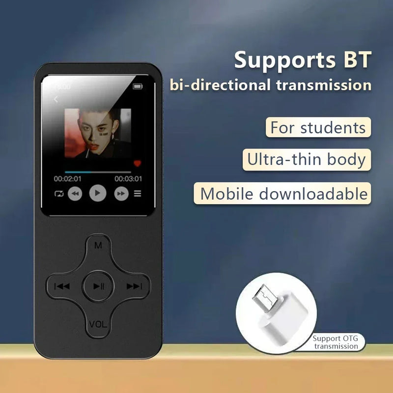Portable Walkman Mini MP3 Player Bluetooth-compatible Speaker 8/16/32/64/128GB HiFi Music Speaker with FM Radio Recording E-book