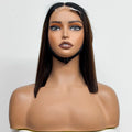 250% Density Bob Straight Human Hair 2X6 Transparent Lace Closure Frontal Human Hair Wigs 100% Human Hair Ginger 99J Colored Wig