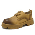 2025 Korea Leather Platform Oxfords Slip On Thick Tottom For Male Derby Shoes Casual Loafers Mens Square Toe Formal Dress Shoes