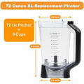 【TODAY ONLY】For Ninja Blender Replacement 72Oz XL Pitcher With Lid And 6-Blade Assembly For Models BL660, BL770, BL771, BL773, B