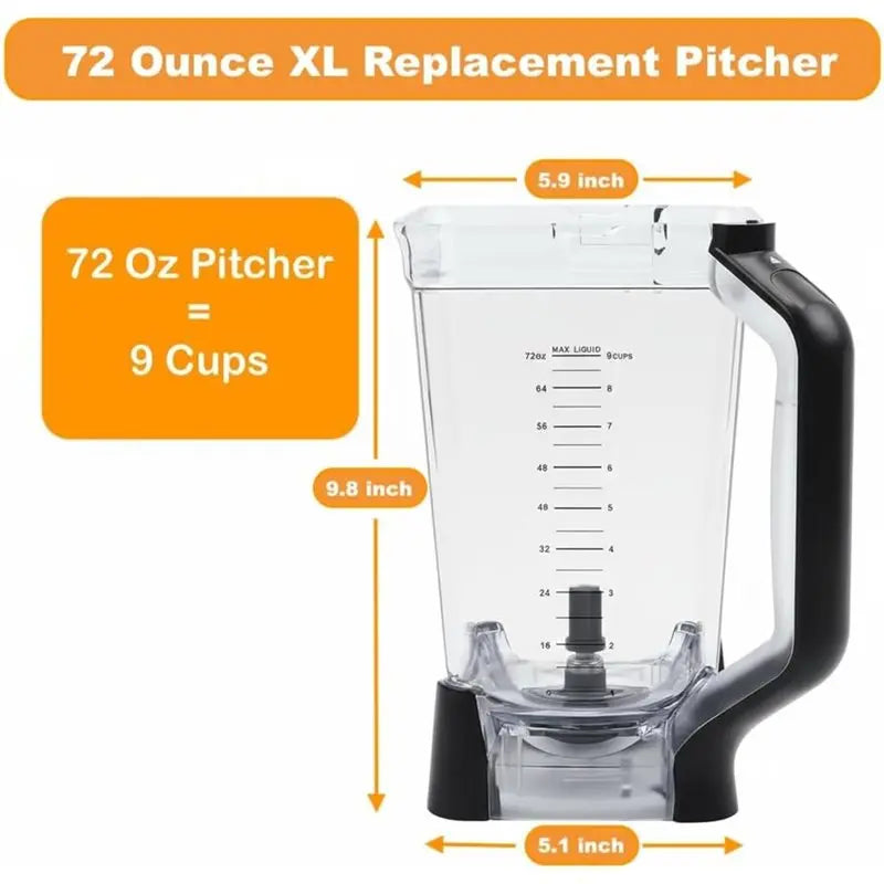 【TODAY ONLY】For Ninja Blender Replacement 72Oz XL Pitcher With Lid And 6-Blade Assembly For Models BL660, BL770, BL771, BL773, B