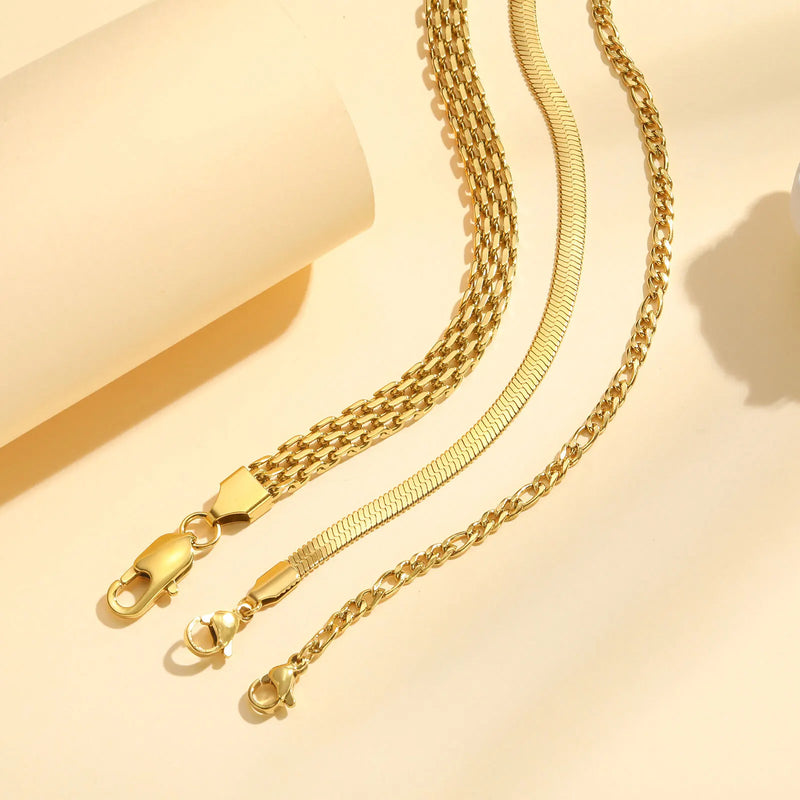 Waterproof Stainless Steel Chain Bracelets For Women, Gold Plated Fashion Stackable Link Gifts - Visuel 6 | SAMAG