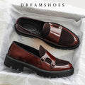 Size 37-48 Leather Monk Shoes Thick-soled British Style Black Formal Business Shoes Fashion Luxury Slip-On Casual Shoes
