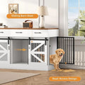 Oversized Dog Cage Furniture, Indoor Dog Bed with Detachable Partitions and Drawers, Sturdy Wooden Dog Box TV Stand