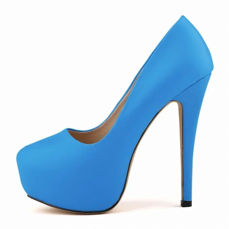 2026 Women Pumps Sexy Round Toes High Heels Fashion Super 14cm Platform Casual Thin Womens Party Red Wedding Shoes Large Size