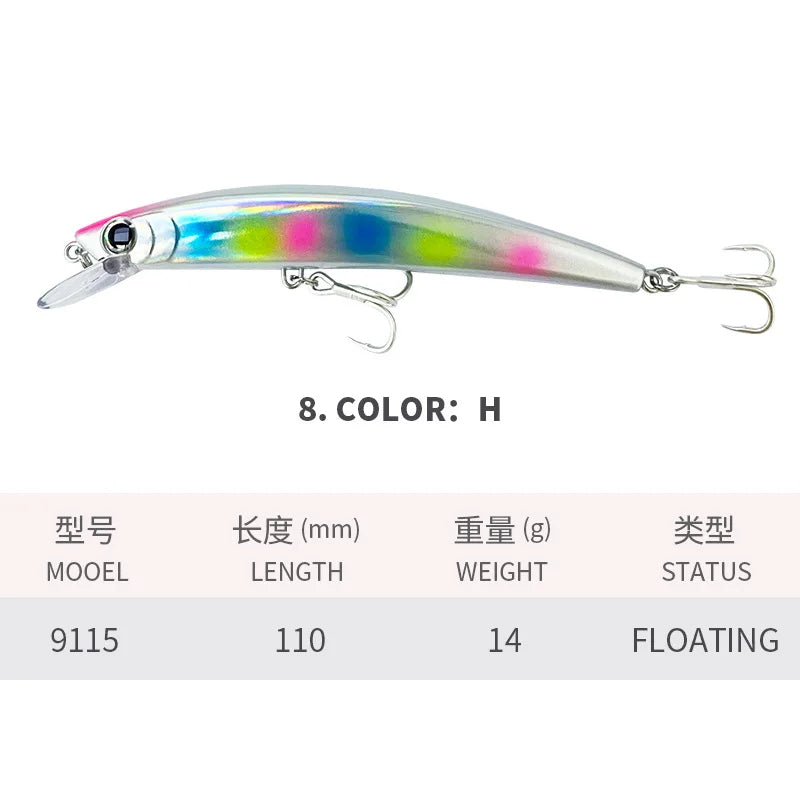 110MM 14G Minnow Fishing Lures 3D Crystal Floating - View 16 | SAMAG