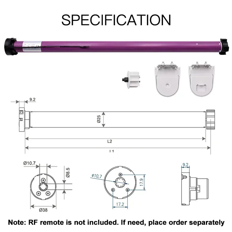 YIDI Smart Tubular Motor 25mm WiFi RF for Roller Blind Curtain Shutter 38mm Tube Tuya Alexa Google