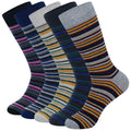5 Pairs Men's Dress Socks stripe Plus Size， Combed Cotton | SAMAG