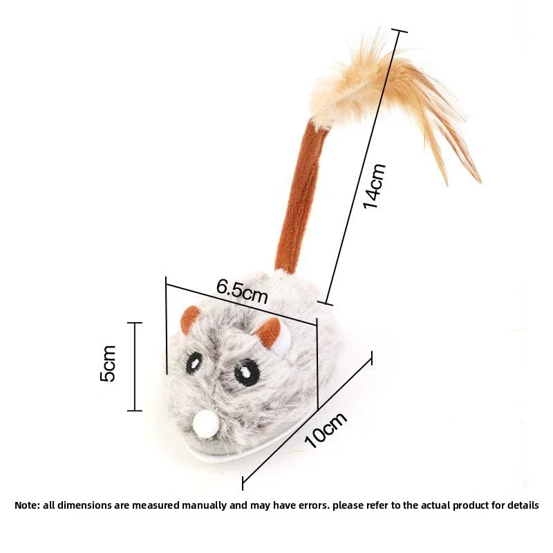Fun Realistic Cat Plush Mouse Toy, Interactive Running Mice with Dog Tail for Cats, Kitten Teaser Pet Toys for Indoor Play and