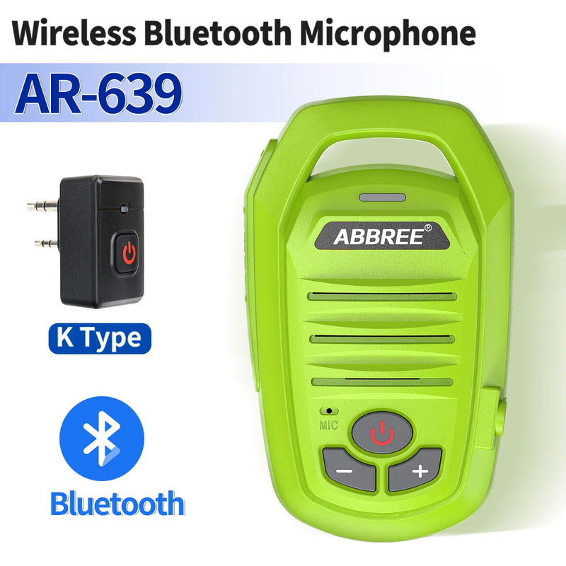 ABBREE Walkie Talkie Wireless Bluetooth Microphone Speaker MIC Waterproof For Baofeng UV-21 Quansheng UV-K6 Retevis Radios