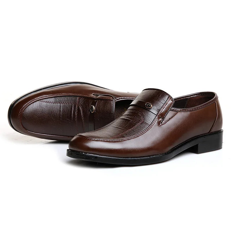 Men Leather Shoes Business Shoes Round Toe Dress Shoes Party Wedding Shoe High Quality Casual Men Loafers Work Slip-On Flat Shoe