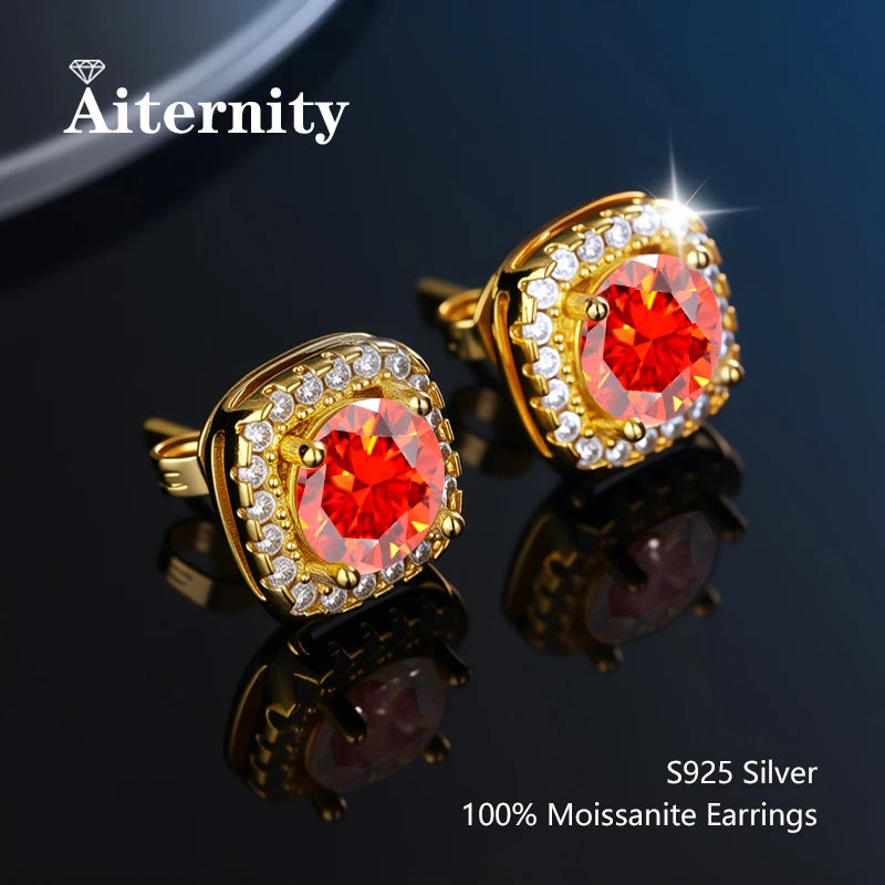 D VVS1 Moissanite Stud Earrings For Women Pass Diamond Tester Pen S925 Platinum Plating Moissanita With 2 Certificates
