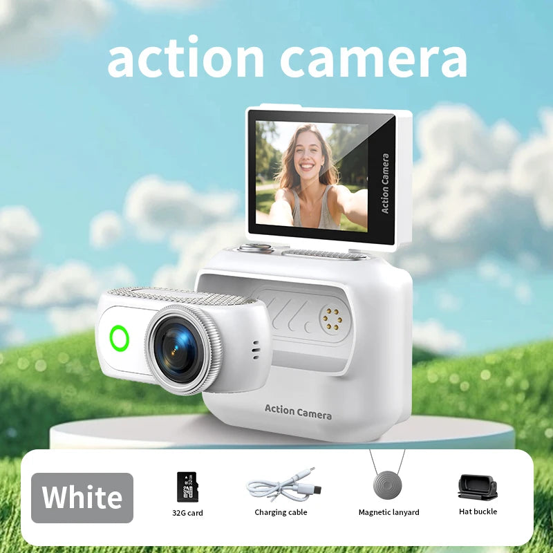 HD 1080P Mini Magnetic 2.0" Action Camera For VLOG Motorcycles Bicycle Car Sports Screen Flip Portable Detachable Action Camera