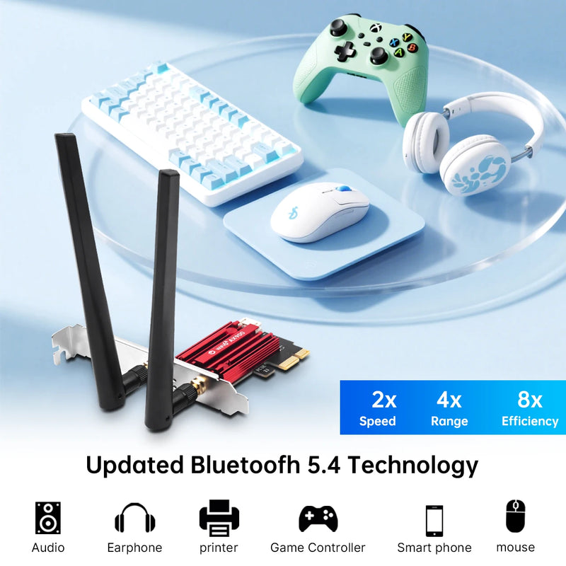 FENVI AX900 WiFi 6 PCI - E Adapter BT 5.4 900Mbps Dual Band 2.4GHz/5GHz 802.11AX Wireless Network Wi - Fi6 - Visuel 4 | SAMAG
