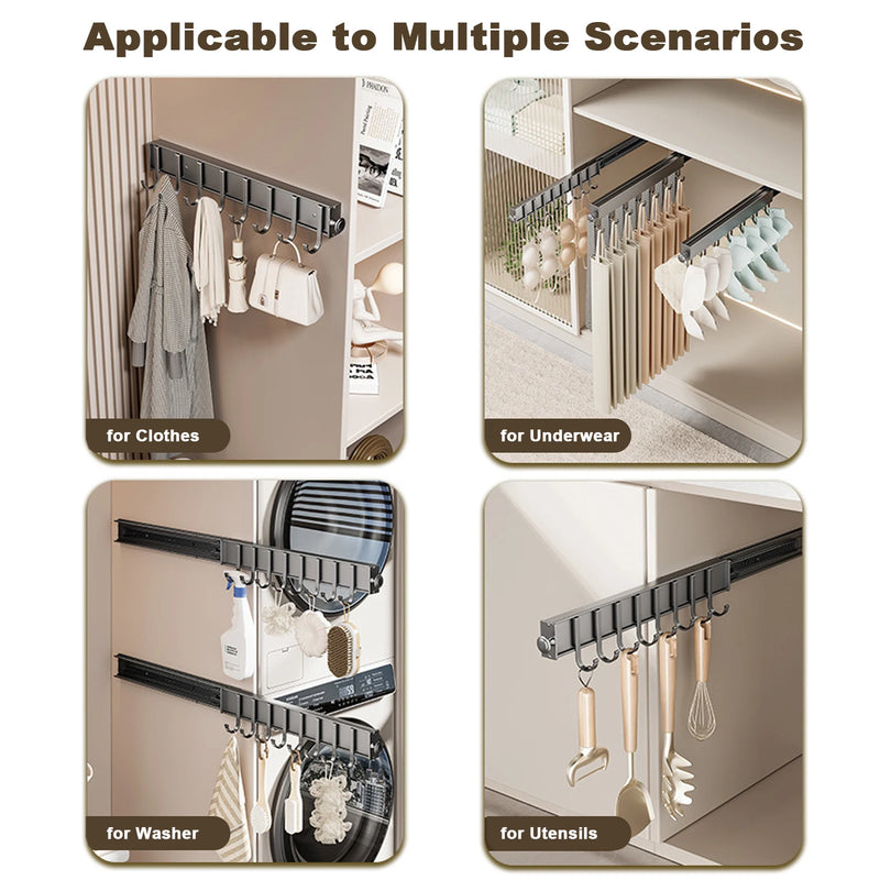 Multi - Purpose Sliding Hook Rail Top Mount Side Self Adhesive Drilling Dual Use Aluminum Stainless Steel - View 4 | SAMAG