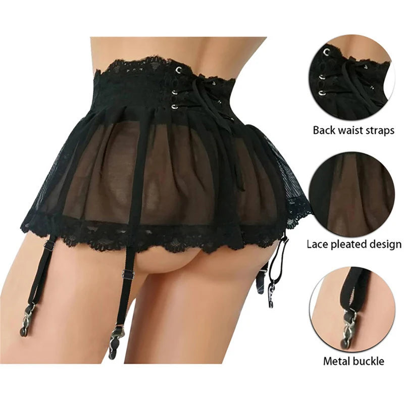 New Sexy Babydolls Erotic Lingerie Women Plus Size Underwear  Lace Back Waist With Straps Hanging Clip Fun Short Sleepwear
