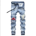 Fashionable New Men's Motorcycle Jeans Pleated Holes | SAMAG