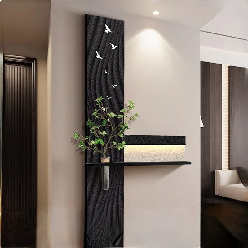 Hydroponic Green Plants Entrance LED Decorative Painting Sandstone Home Decoration Living Room Bedroom Corridor Mural Light