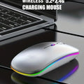 Wireless Mouse Bluetooth and 2.4GHz Dual Modes Rechargeable RGB Ergonomic Silent Click for PC iPad Laptop Cell Phone TV