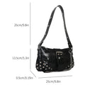 Y2K Vintage Gothic Cool Shoulder Underarm Tote Bag Ladies Sling Bags Leather Rock Girls Zip Purses Casual Bagutte Women Handbags