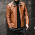 2026 Men's Winter Leather Jacket Middle-aged and Elderly Collar and Plush Fur Integrated Casual and Loose Leather Jacket for Men
