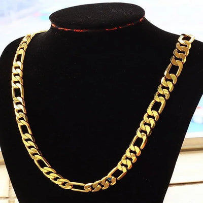 Pure Gold Color Silver Men Women Necklace Jewelry 18K 8mm Chain wedding 20in 50cm | SAMAG