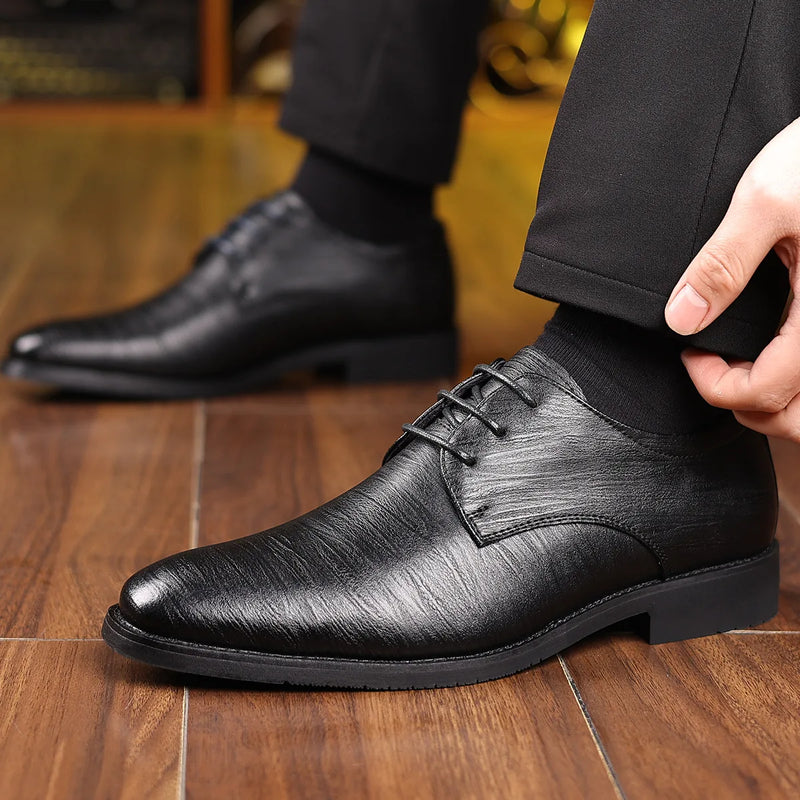 Men's business formal office leather shoes, large size 48 dress shoes, comfortable wedding casual leather shoes