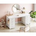 48 Inch  Computer Desk with 8 Fabric Drawers,   Modern Makeup Desk for Bedroom  with deal for Home Office,  Customized