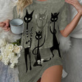 Little Cat in a Crown' Printed Long T-Shirt Short-Sleeved | SAMAG