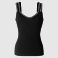Women Cami Top Black Rhinestone V Neck Double Strap Sleeveless Top Fitted Sexy Tank Tops Spring Summer Party Night Club Outfit