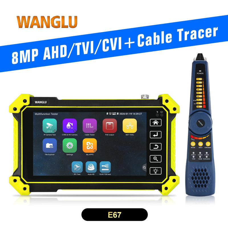 WANGLU 4K H.265 IP Camera Tester 8MP AHD TVI CVI SDI Analog IP Camera Monitor Tester Auto HD CCTV Camera Tester WiFi Analyzer