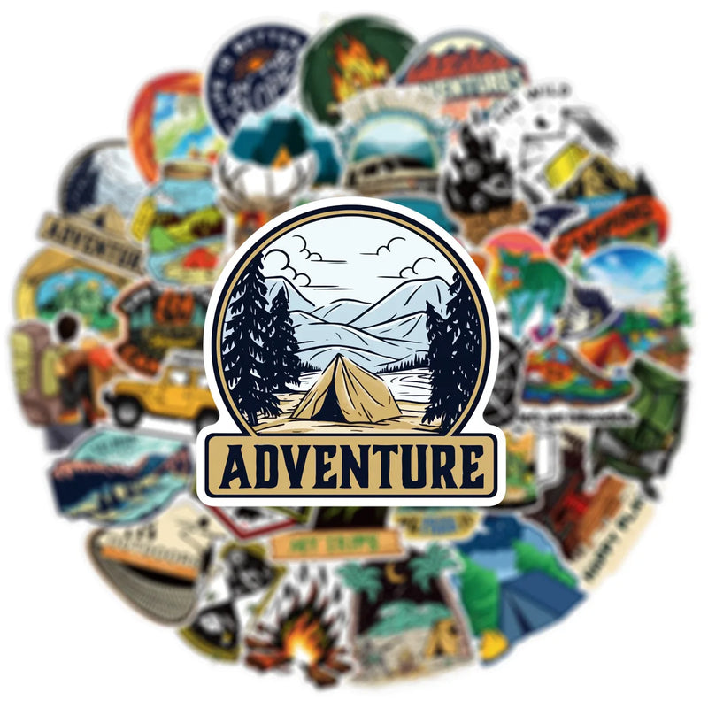 10/25/50pcs Outdoor Camping Stickers Graffiti for DIY Travel Luggage Scrapbooking Phone Laptop Car Skateboard Helmet Bottle
