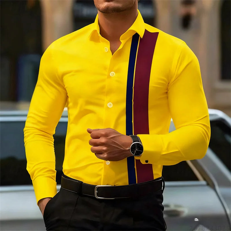 Men's fashionable contrast color striped long sleeve | SAMAG