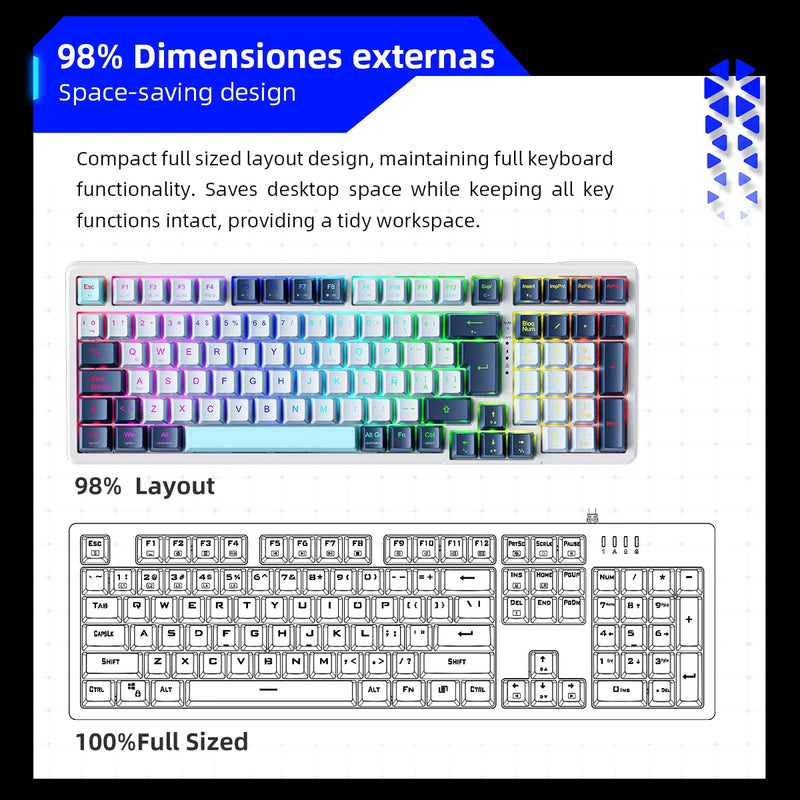 THUNDEROBOT K98 Wired Mechanical Keyboard RGB 98% Compact TKL Layout Hot-Swappable Gaming Keyboard For Laptop PC Gamer F108