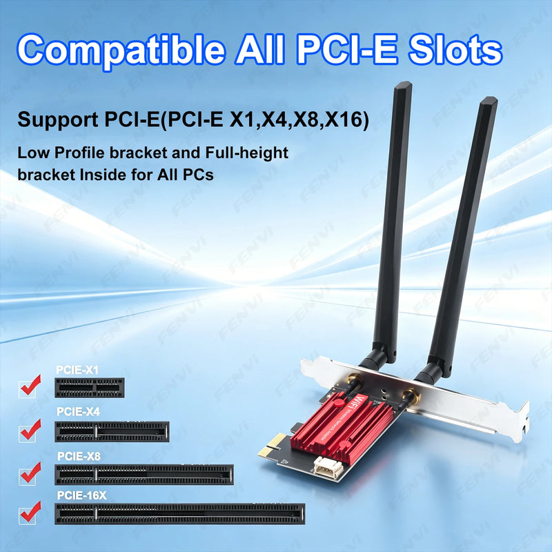 FENVI AC1200M WiFi 5 PCIE Adapter BT4.0 Wireless Network Card Dual Band 2.4G/5GHz 802.11AC For Desktop - Visuel 5 | SAMAG