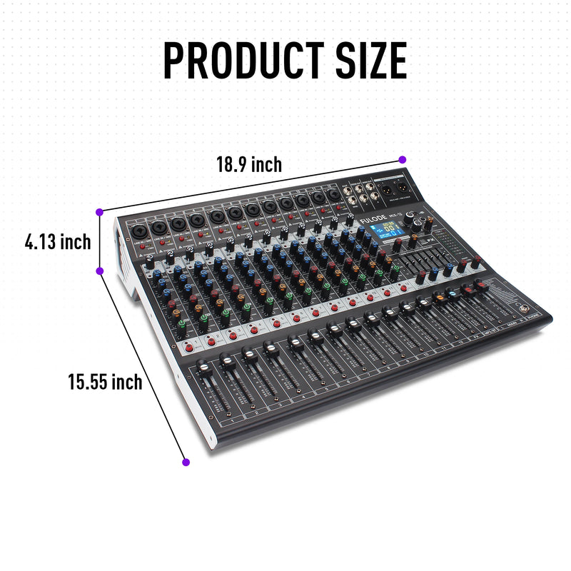 12-Channel Professional Audio Mixing Sound Board Console  Features 99-Bit DSP USB MP3 for PC Recording XLR Mic Jack