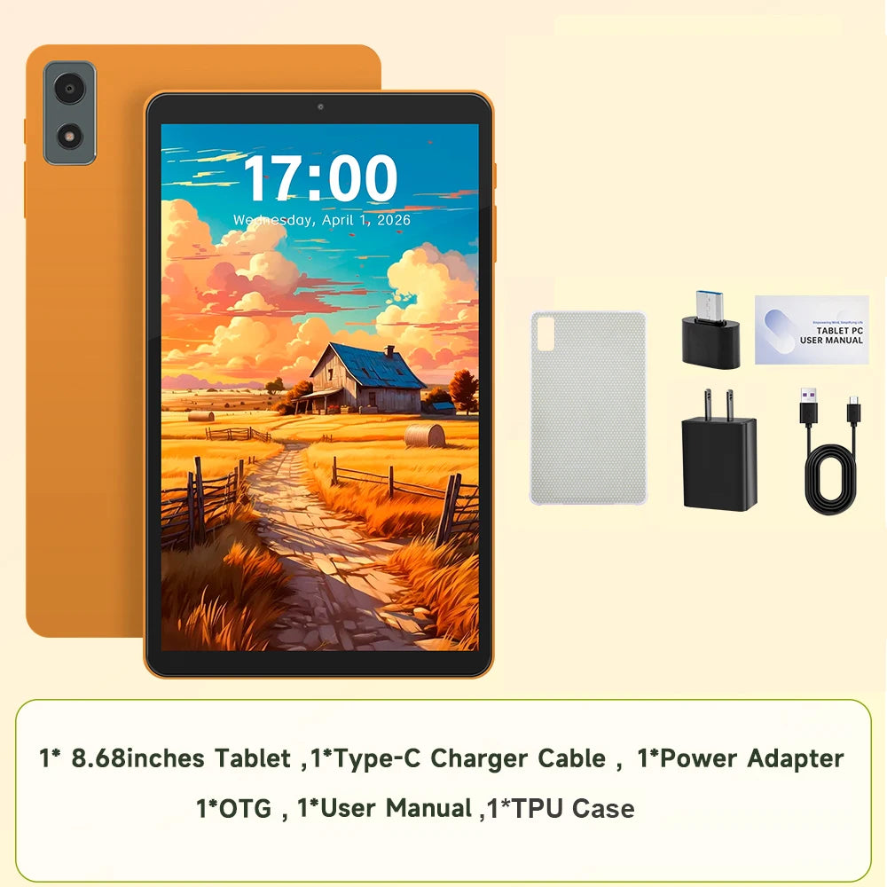 Paitanry Android 16 8.68 Inch Tablet 16GB RAM 64GB ROM 1TB Expand 4G LTE SIM Octa Core Unisoc T616 5000mAh 1340x800 90Hz 5G Wifi
