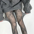 Harajuku Black White Brown Hollowed Out Lace Mesh Pantyhose Floral Rattan Bottomed Stockings Sexy Women Tights Fashion Hosiery
