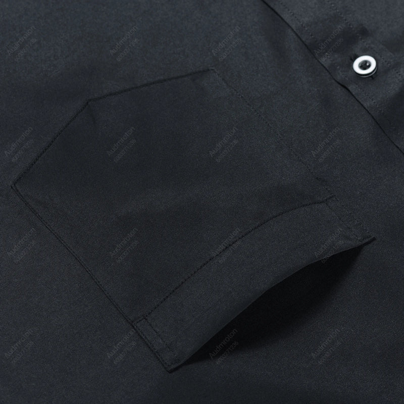 Men's Banded Collar Dress Shirts Long Sleeve Button Down Mandarin Versatile Solid with Pocket - View 5 | SAMAG