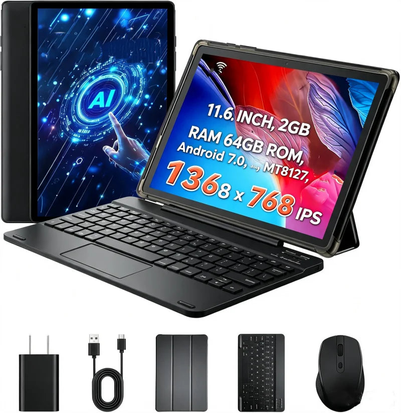 11.6 inch 2GB RAM 64GB ROM WIFI RCT9513 Tablet PC 10 Points Resolution 1368 X 768 IPS OS Android 7.0 CPU MT8127 Quad Core