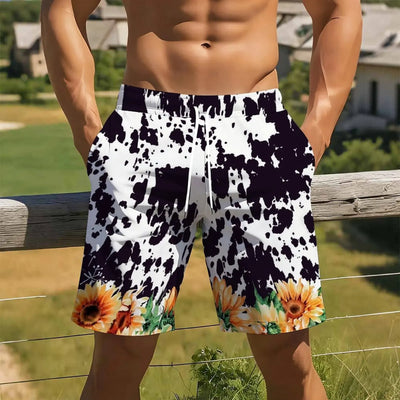 Men Print Casual Shorts Drawstring Elastic Waist Loose | SAMAG