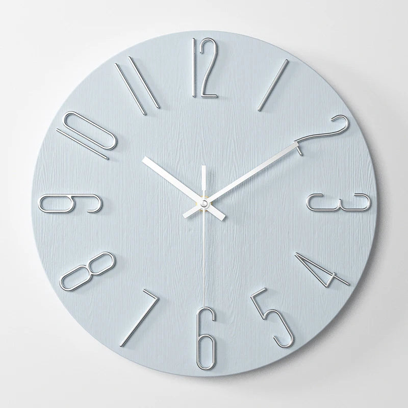 〔White〕 Living Room Wall Clock Simple Wall Mounted Household Stylish Decorative Clock 12 Inches 30cm