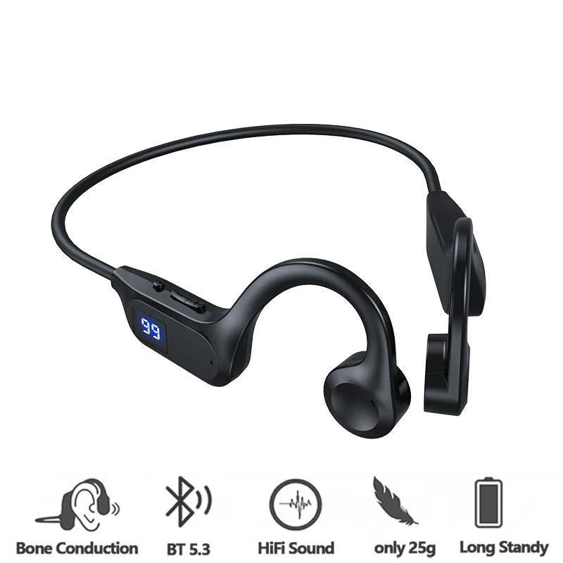 Wireless Bone Conduction Earphones For Running Swimming With Mic Hand-Free Bluetooth Headphone With TF Card Compatible Earbuds
