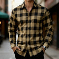 Men's Classic Red and Black Plaid Long-Sleeved Shirt | SAMAG