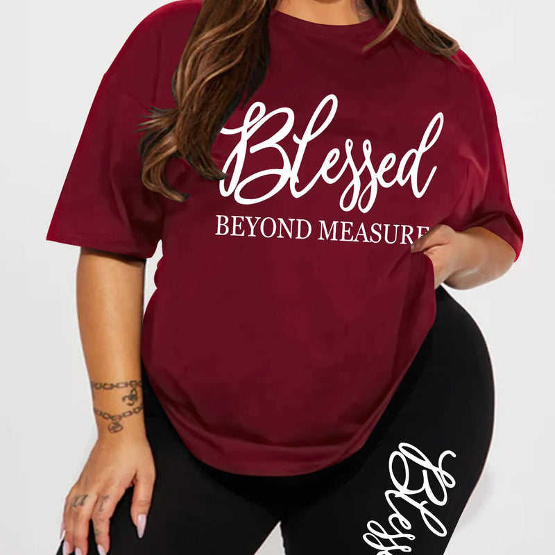 Plus Size Sets for Women Summer 2 Pieces Blessed Printed Offers and Liquidation Everything Cheap Elegant Women's Sets Short Sets