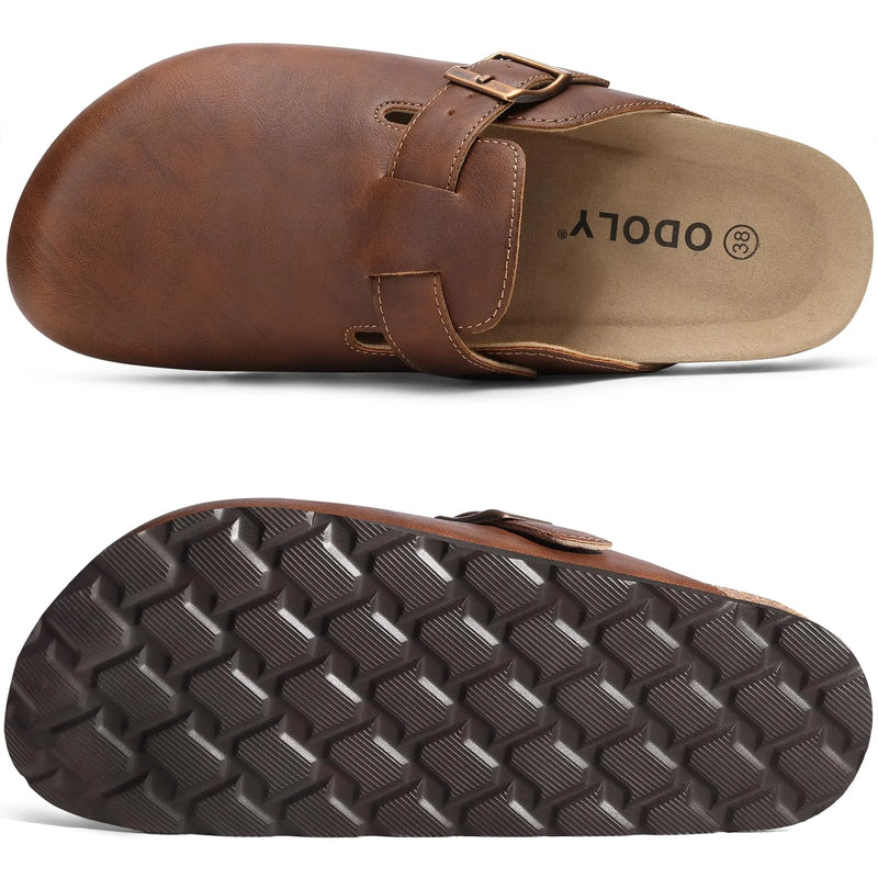 Asgard Unisex Vegan Leather Clogs Fashion Non-slip Cork Footbed Mules Slippers With Arch Support Lady Cozy Casual Potato Shoes