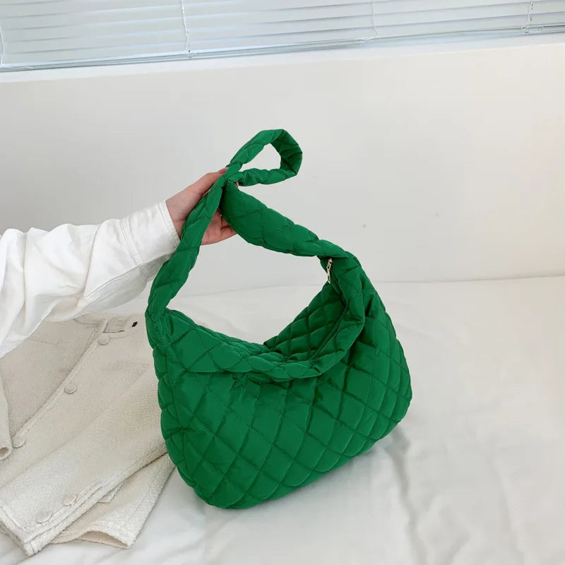 Women's Vintage Nylon Shoulder Underarm Bag Female Casual Waterproof Crossbody Hobo Bags For Lady Quilted Large Capacity Handbag